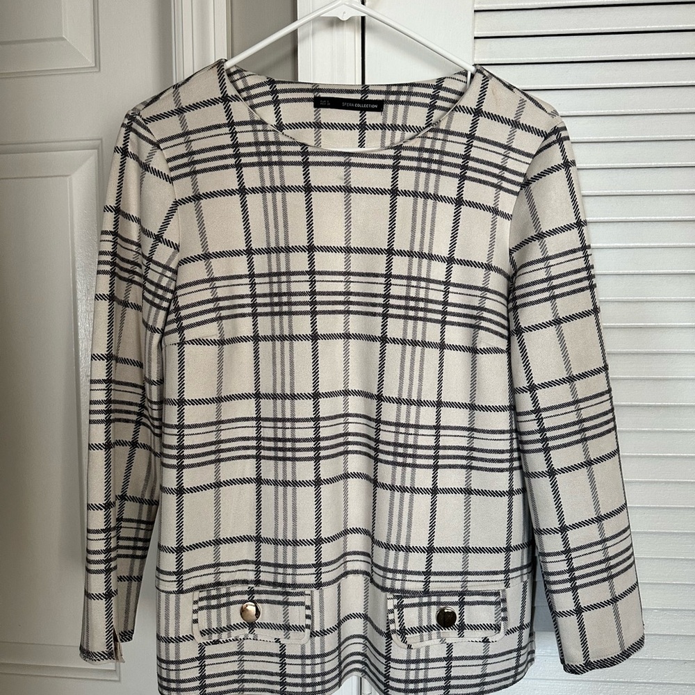 Sfera Plaid Women's White & Gray Longsleeve